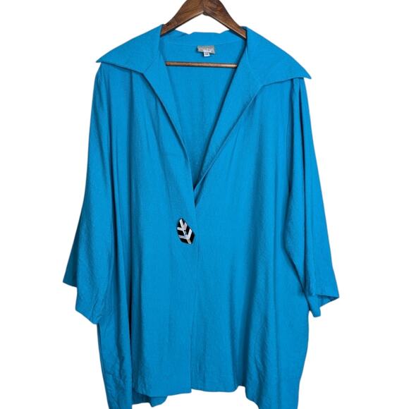 Niche Nilgun Derman Jacket Leaf Button Lagenlook Artsy Rayon Blend 3X Blazer - Picture 7 of 7